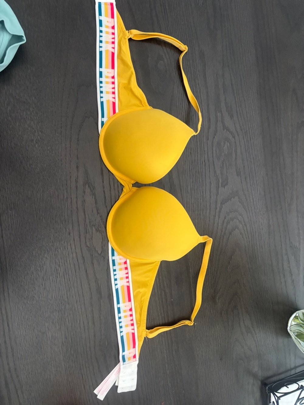 PINK Victoria's Secret Yellow Logo-Trim T-Shirt Bra
